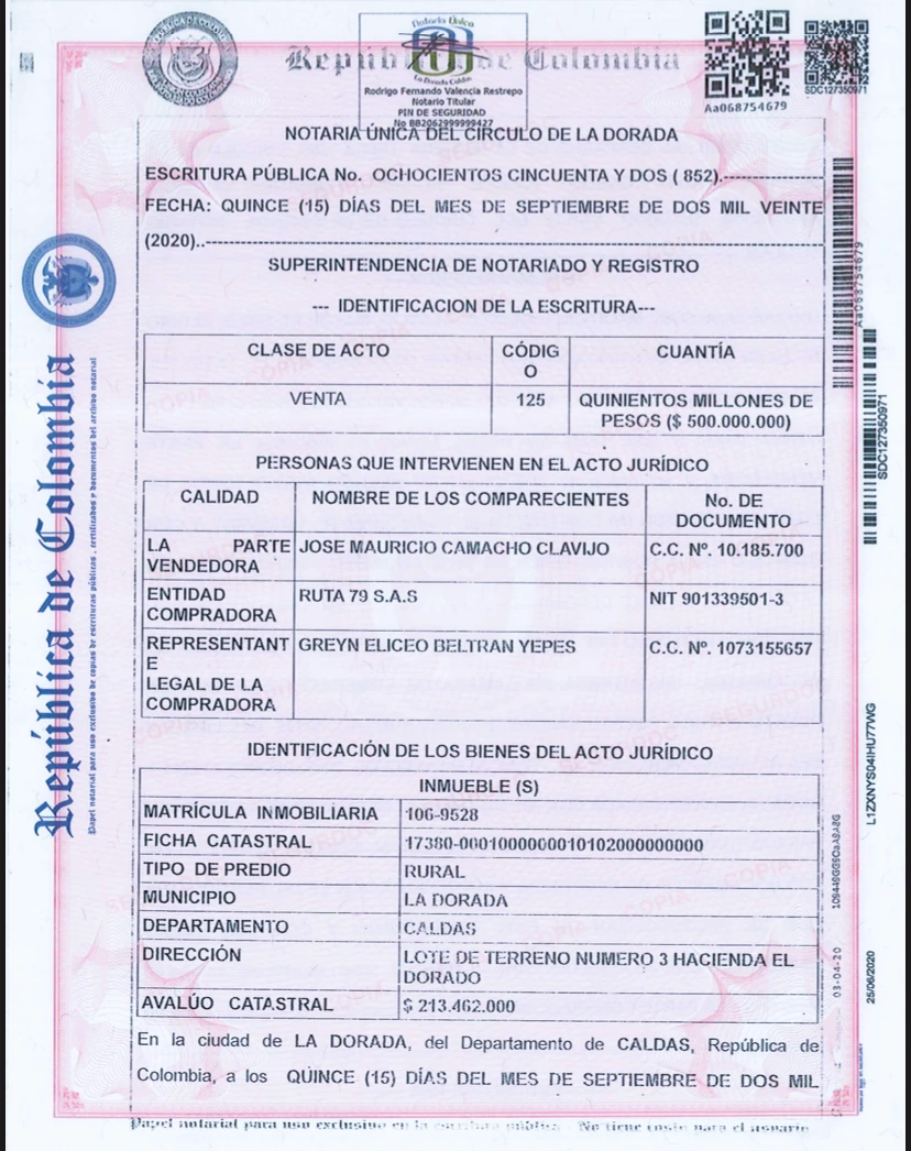 Escritura y Documentos Legales